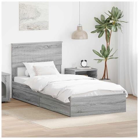 Letto con Contenitore con testiera Grigio Sonoma 90 x 200 cm - Foto 2