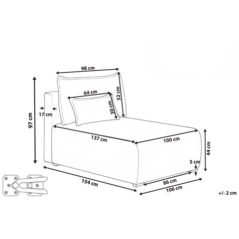 Chaise Longue Nerbo Tessuto Grigio - Foto 8