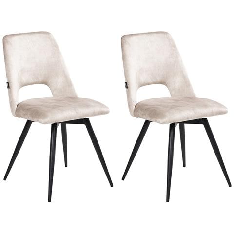 Set Di 2 Sedie Da Pranzo Hallett Velluto Beige Chiaro - Foto 2