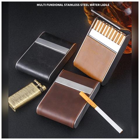 Portasigarette Medio In Pelle Pu Con Chiusura Magnetica - Contiene 20 Sigarette Slim Brown - Foto 2