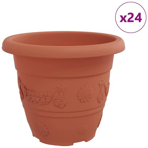 Vaso Rotondo per Fiori 24 pcs Rosso Mattone Ø 26 x 21.5 cm - Foto 1