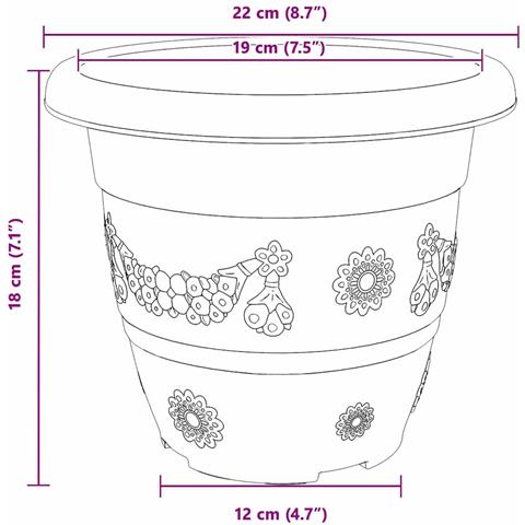 Vaso Rotondo per Fiori 24 pcs Rosso Mattone Ø 26 x 21.5 cm - Foto 9