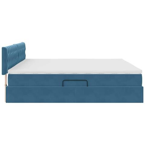 Letto con Contenitore Blu Scuro 200 x 200 cm Velluto - Foto 9