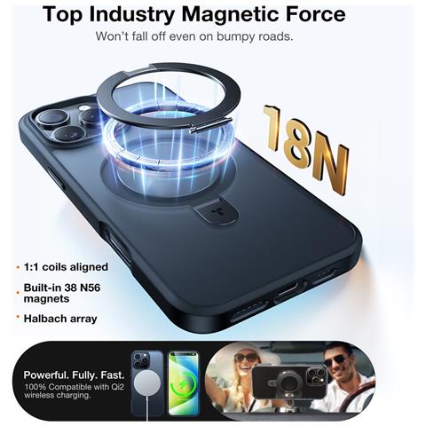 Cover per iPhone 16 Pro Max - TPU+PC, Nero, MagSafe - Foto 2