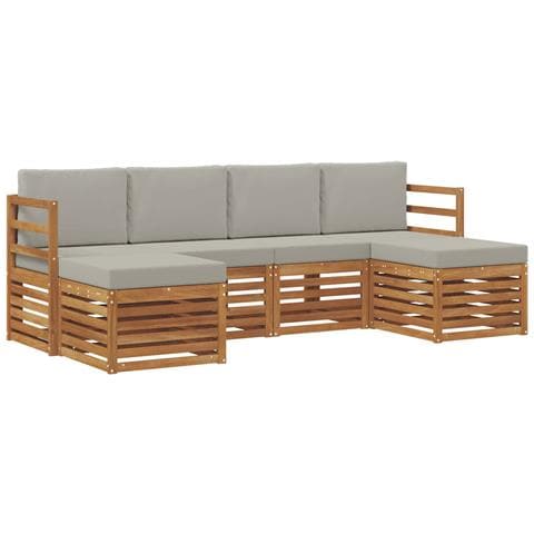 Set divani con cuscino 6 pcs Grigio Naturale e Chiaro - Foto 1