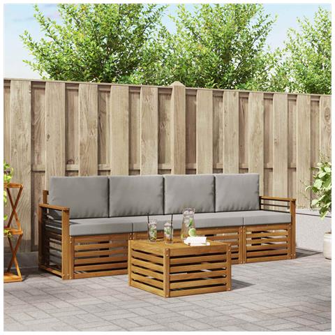 Set divani con cuscino 5 pcs Grigio Naturale e Chiaro - Foto 2