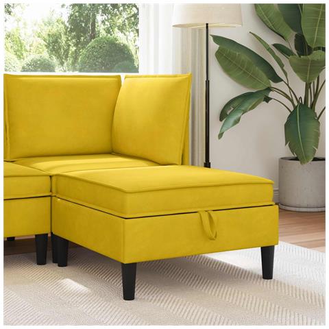 Pouf con Storage Giallo Velluto - Foto 2