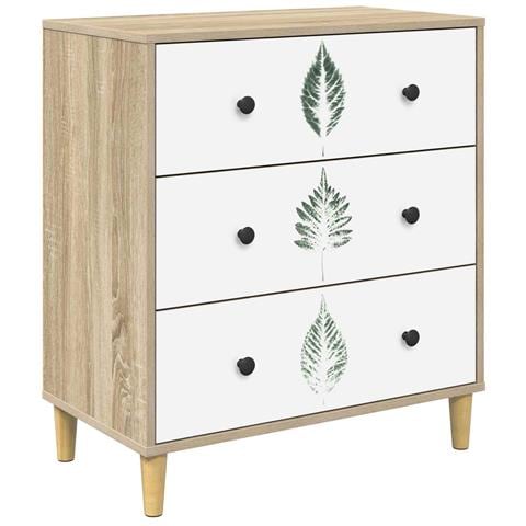 Cassettiera HANAU Stampa foglia verde 66 x 36,5 x 75 cm Sonoma - Foto 1