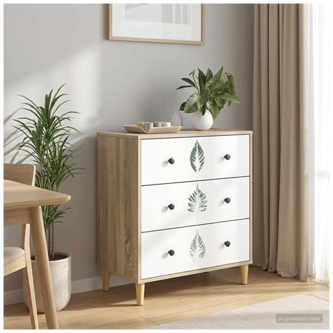 Cassettiera HANAU Stampa foglia verde 66 x 36,5 x 75 cm Sonoma - Foto 2
