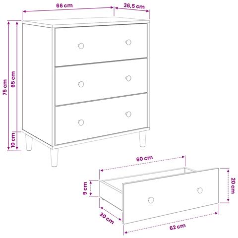 Cassettiera HANAU Stampa foglia verde 66 x 36,5 x 75 cm Sonoma - Foto 9