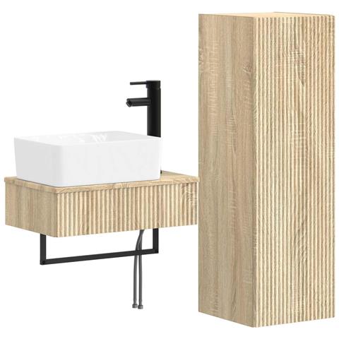 Set di mobili per il bagno 2 pz Rovere Sonoma - Foto 1