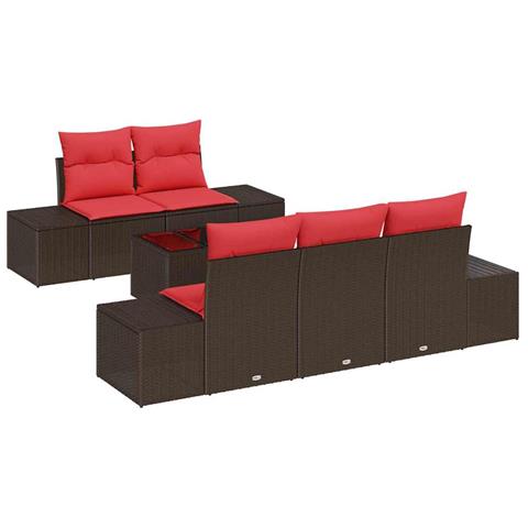 Set Divano da Giardino 6 pz Beige e Rosso polyrattan - Foto 1