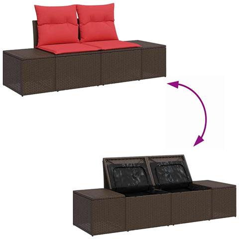 Set Divano da Giardino 6 pz Beige e Rosso polyrattan - Foto 10
