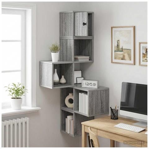 Mensola Angolare da Parete Sonoma grigio 48 x 48 x 120 cm - Foto 2