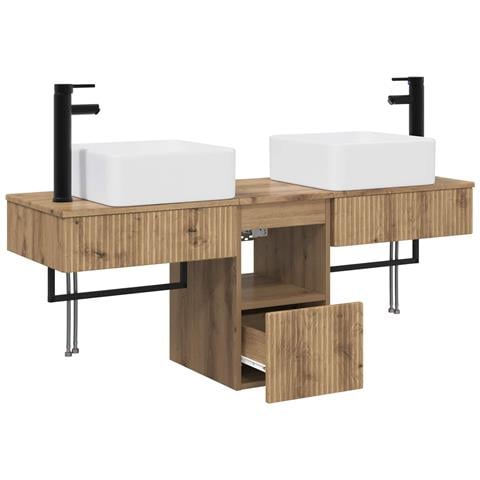 Set di mobili per il bagno 3 pz Rovere Artigianale - Foto 10