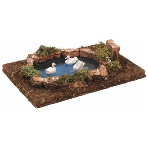 Laghetto Con Cigni 20x13x3cm Accessori Presepe - Foto 1