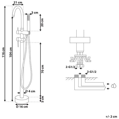 Rubinetto Per Vasca Freestanding Color Rame Tugela - Foto 21