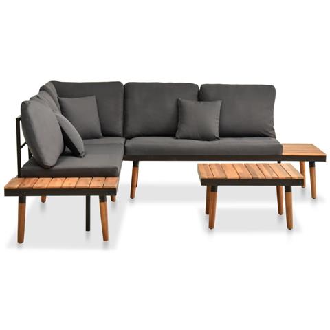 Set Divani da Giardino 4 pz con Cuscini in Massello di Acacia - Foto 2