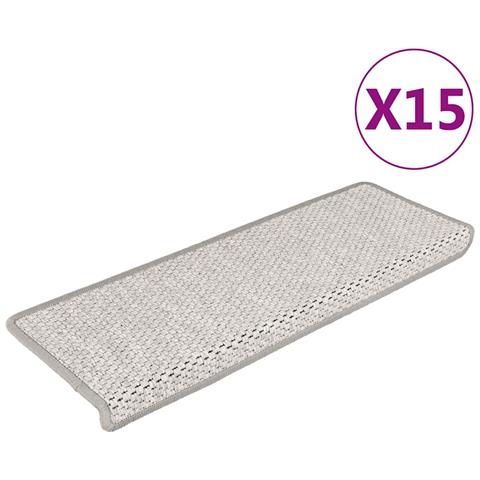 Tappeti Autoadesivi Scale Aspetto Sisal 15 pz 65x21x4cm Platino - Foto 1