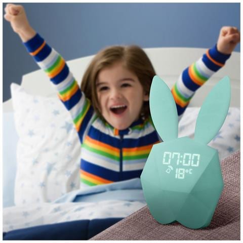 Sveglia Connessa Luce Notturna Coniglio Cutty Clock Connect Mob Verde Acqua - Foto 10