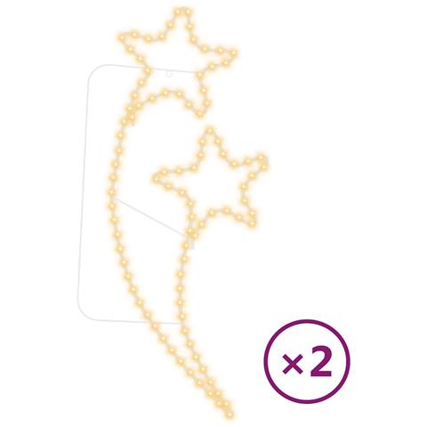 Stringhe Luci a Forma di Stella 2pz Bianco Caldo 125,5x53x4,5cm - Foto 1