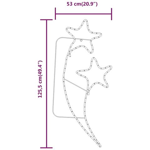 Stringhe Luci a Forma di Stella 2pz Bianco Caldo 125,5x53x4,5cm - Foto 4
