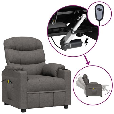 Poltrona Massaggiante Elettrica Grigio Scuro in Tessuto - Foto 1