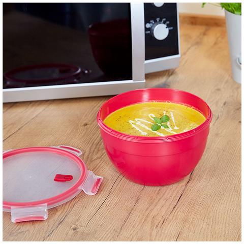 Clip & Micro Contenitore Rotondo Microonde, Rosso, 2,6 L - Foto 2