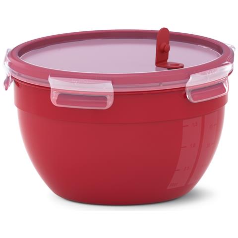Clip & Micro Contenitore Rotondo Microonde, Rosso, 2,6 L - Foto 1