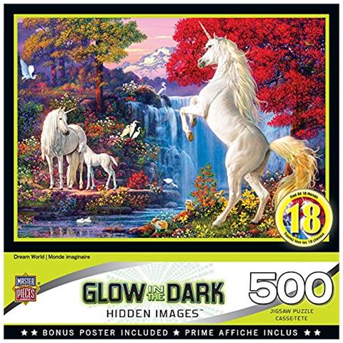 Hidden Images Puzzle Che Si Illumina Al Buio, Dream World, Unicorni, Con Illustrazioni Di Steve Read, 500 Pezzi (31688) - Foto 1