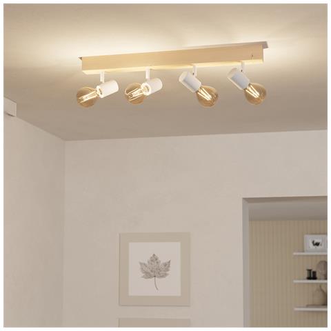 Plafoniera Industrial Townshend 3 4 Luci Legno Marrone E Bianco - Foto 1