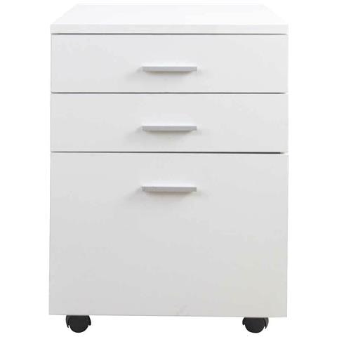 Cassettiera Scrivania Ufficio Legno Mdf Mobiletto Stampante 3 Cassetti Bianco - Foto 2