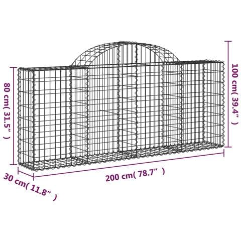 Cesto Gabbione Ad Arco 200x30x80/100 Cm Ferro Zincato - Foto 4