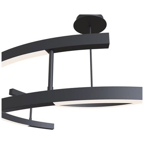 Lampadario A Sospensione Moderno Line Alluminio Nero 3 Luci Led 52w - Foto 2
