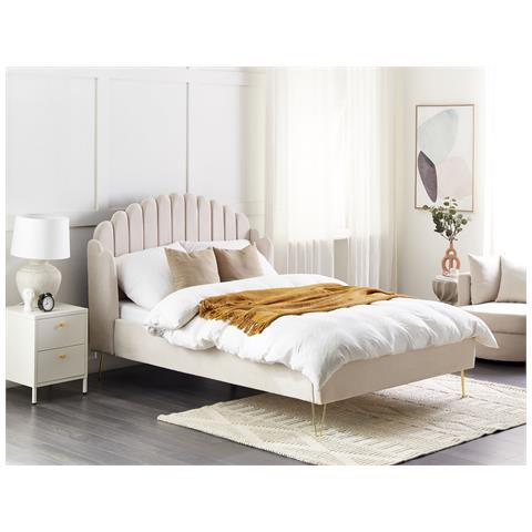 Letto Matrimoniale Tessuto Beige Chiaro 140 X 200 Cm Ambillou - Foto 1