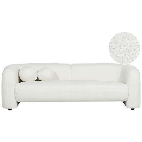 Divano 3 Posti Leiren Bouclé Bianco - Foto 2