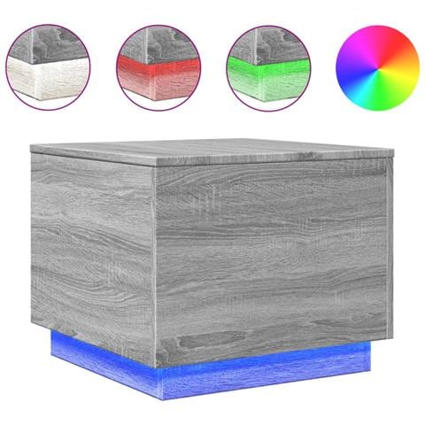 Tavolino Da Salotto Con Luci Led Grigio Sonoma 50x50x40 Cm - Foto 2