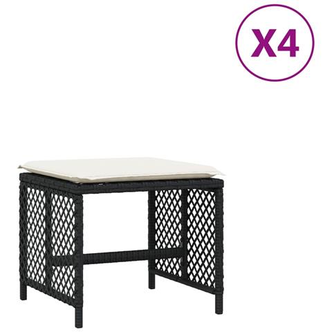 Sgabelli Da Giardino Con Cuscini 4pz Neri 41x41x36cm Polyrattan - Foto 2