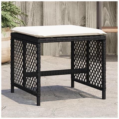 Sgabelli Da Giardino Con Cuscini 4pz Neri 41x41x36cm Polyrattan - Foto 1