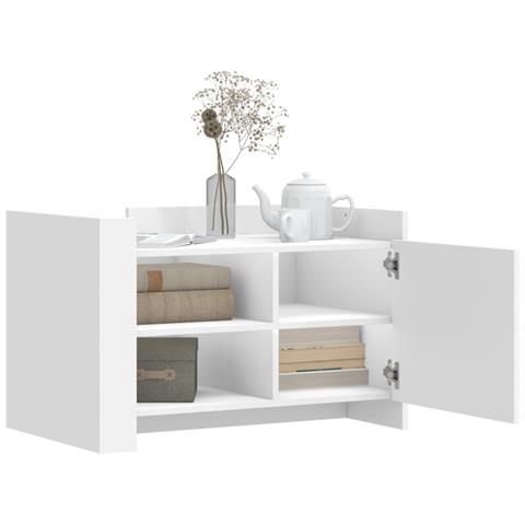 Tavolino Da Salotto Bianco 80x50x50 Cm In Legno Multistrato - Foto 3