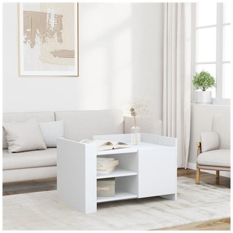 Tavolino Da Salotto Bianco 80x50x50 Cm In Legno Multistrato - Foto 1