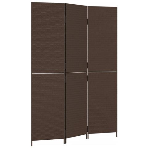 Divisorio per Ambienti a 3 Pannelli Marrone in Polyrattan - Foto 1