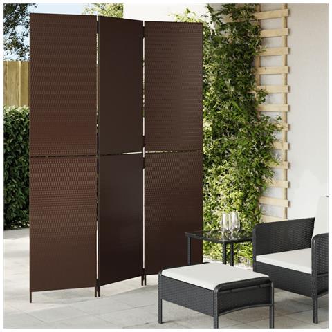 Divisorio per Ambienti a 3 Pannelli Marrone in Polyrattan - Foto 8