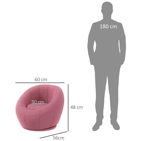 Poltroncina Mini Moderna In Peluche Con Imbottitura Spessa, 60x56x48cm, Rosa - Foto 2