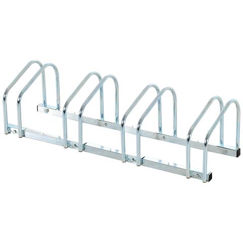 Rastrelliera Portabiciclette Parcheggio Per 4 Biciclette In Acciaio, 110x33x27 Cm, Argento - Foto 1