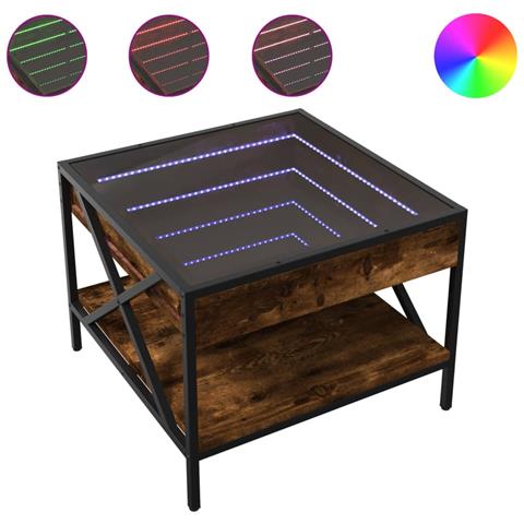 Tavolino Da Salotto Con Led Infinity Rovere Fumo 50x50x38 Cm - Foto 2