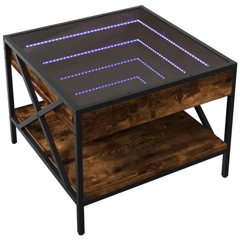 Tavolino Da Salotto Con Led Infinity Rovere Fumo 50x50x38 Cm - Foto 3