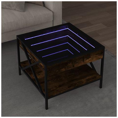 Tavolino Da Salotto Con Led Infinity Rovere Fumo 50x50x38 Cm - Foto 1