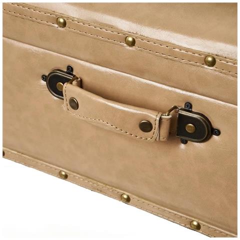 Pouf Contenitore Sgabello A Forma Di Valigia In Pelle,sgabello Con Struttura In Mdf Gambe In Legno Di Abete,altezza Gmbe 25 Cm Contenitore 50x35x20 Supporta Fino A 100kg (beige) - Foto 5