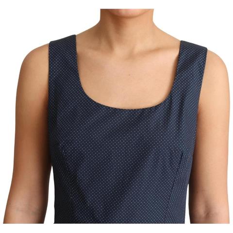 Abito A Trapezio In Cotone A Pois Blu - It42-m - Foto 5
